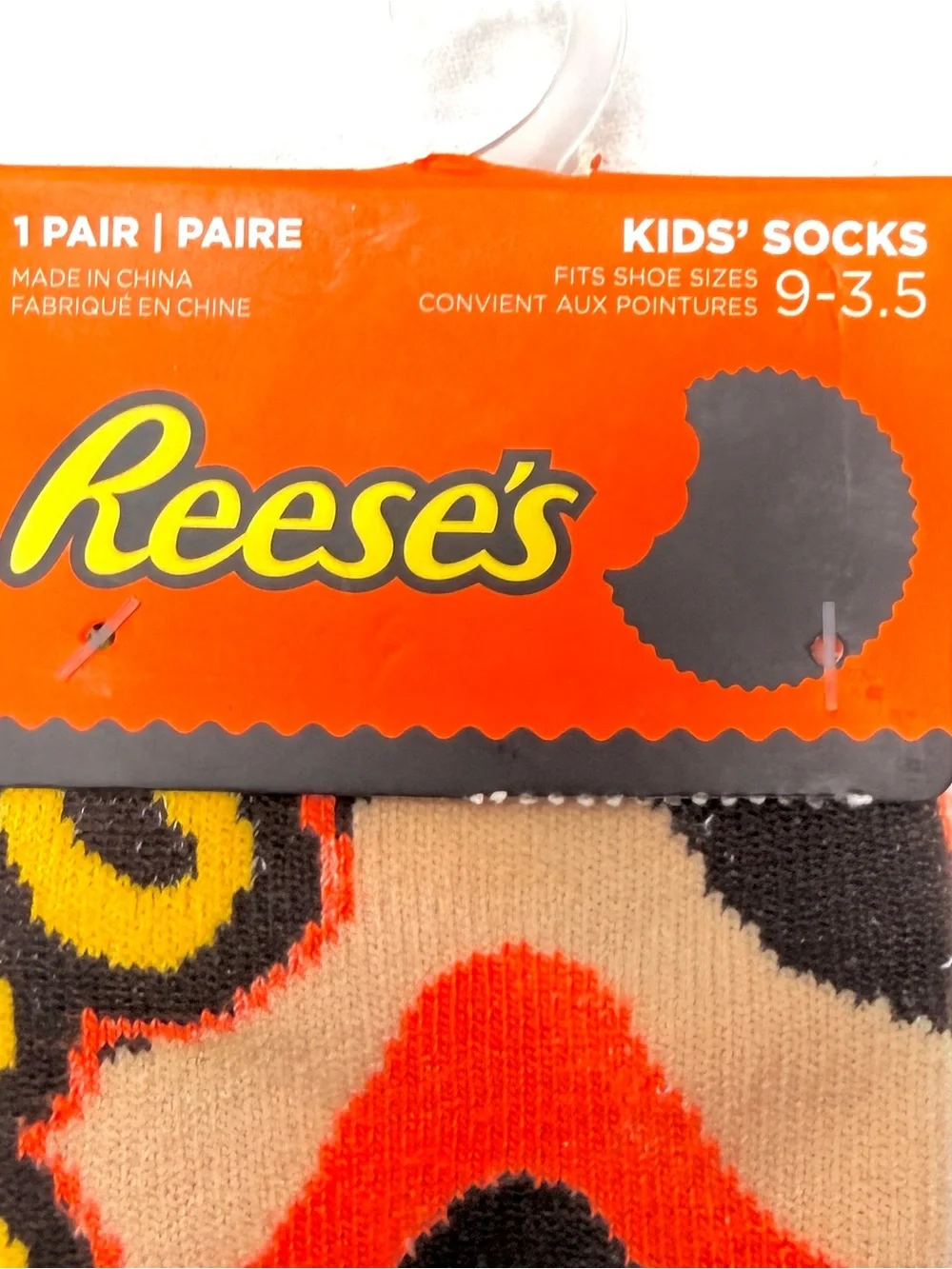 Reese's Peanut Butter Cup Kids Socks NWT Novelty Crew Size 9 3.5
